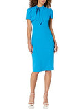 Women's Solid Crepe Classic Novelty Short Sleeve Sheath Cocktail Dress | Women's Work Dresses