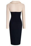 Women's Voguish Houndstooth Patchwork Slim Pencil Dress UKB238 | Women's Work Dresses
