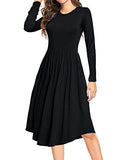 Long Sleeve Plain Black Summer Polka Dot Casual Midi Tunic Short/Long Sleeve Plain Dress Pleated Loose Flowy Floral Ladies Dress with Pocket - YUNDAI | Women's Casual Dresses