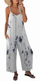 Tie Dye D Casual Sleeveless Strap Loose Adjustable Jumpsuits Stretchy Long Pants Romper with Pockets - SNUGWIND | Women's Romper & Jumper Suit