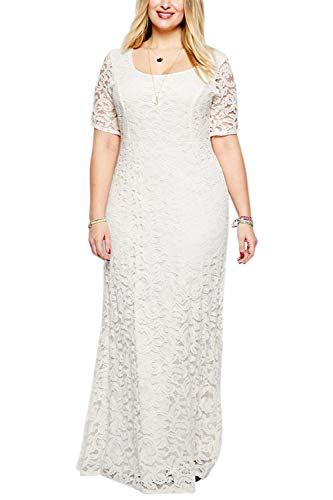 Women's Full Lace Plus Size Wedding Maxi Dress