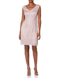 Women's Petite Short Guipure Lace Dress with V Neckline