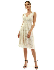 Women Floral Lace Overlay Fit And Flare Dress