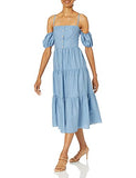 Women's Off The Shoulder Chambray Flowing Maxi Dress | Women's Maxi Dresses