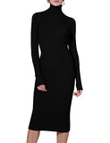 Women's Turtleneck Ribbed Knit Long Sleeve Slim Fit Sweater Dress | Women's Sweaters