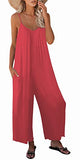 Pink Casual Sleeveless Strap Loose Adjustable Jumpsuits Stretchy Long Pants Romper with Pockets - SNUGWIND | Women's Romper & Jumper Suit