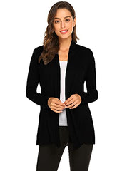 Womens Casual Lightweight Long Sleeve Cardigan Soft Drape Open Front Fall Dusters (S-3X)