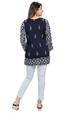 Women Printed Faux Crepe Ladies Short Kurti Tunic Top 3/4 Sleeves Shirt Dress MI518