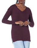 Burgundy Women's Lightweight Long-sleeve V-neck Tunic Jumper - Ae Store | Women's Jumpers