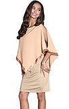 Women's Dressy Cocktail Cape Classy Modest Bridesmaid Mini Midi Dress | Women's Midi Dresses
