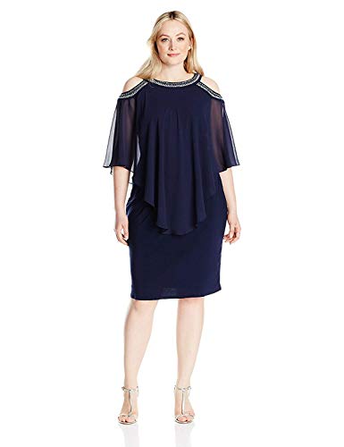 Alex Evenings Women's Plus Size Cocktail Dress with Popover Overlay