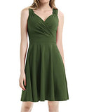 Dark Army Green Women's Sleeveless Wrap V-Neck A-line Bridesmaid Cocktail Party Dress - GRACE KARIN | Women's Cocktail Dresses