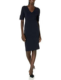 Women's Half Sleeve V-Neck Sheath Sweater Dress with Buttons | Women's Work Dresses