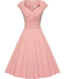 Women's 1950s Vintage Dress Cap Sleeves Cocktail Party Swing Wrap Dresses With Pockets | Women's Evening Gowns