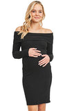 LaClef Womens Off Shoulder Sweater Knit Maternity Dress | Women's Casual Dresses