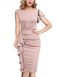 Women's Pinup Vintage Ruffle Sleeves Cocktail Party Pencil Dress