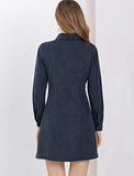 Women's Vintage Mini Long Sleeve Button Front Shirt Dress