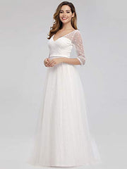 Women's A-line Sweetheart Floral Lace Wedding Party Dress 0806