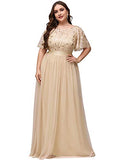 Women's A-Line Empire Waist Embroidery Plus Size Evening Prom Dress 0904-PZ | Women's Formal Dresses