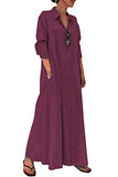 Women Maxi Shirt Dress Long Sleeve Cotton Casual Oversized Buttons Down Dresses with Pockets M L XL 2XL 3XL 4XL 5XL | Women's Casual Dresses