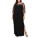 Women's Plus Size Long Sleeve Neckline Dress