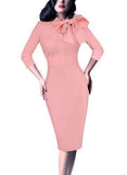 Womens Celebrity Vintage Bowknot Cocktail Party Stretch Bodycon Dress