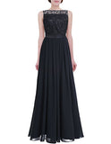 FEESHOW Women's Floral Lace Appliques Chiffon Wedding Bridesmaid Long Dress Prom Evening Gowns