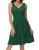 Dark Green Women's Sleeveless Wrap V-Neck A-line Bridesmaid Cocktail Party Dress - GRACE KARIN | Women's Cocktail Dresses