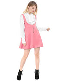 Women's Cute Button Decor Overalls Pinafore Dress Suspenders Skirt