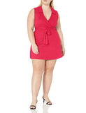 Women's Plus-size Sleeveless Faux-wrap Dress