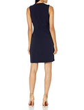Women's Sleeveless Front Zipper Body Con Stretch Crepe Sheath Dress | Women's Club Dresses