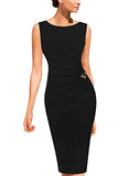 Womens Elegant Ruched Work Business Office Cocktail Bodycon Sheath Dress | Women's Work Dresses