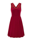 Women's Lace Cuasul Sleeveless A Line Flared Summer Party Short Bridesmaid Dress With Pockets | Women's Evening Gowns