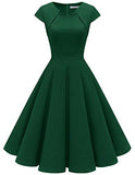 Homrain Women's 1950s Retro Vintage A-Line Cap Sleeve Cocktail Swing Party Dress