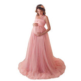 IMEKIS Women Pregnant Photoshoot Dress Sleeveless Maternity Wedding Evening Party Gown Long Tulle Skirt Baby Shower Photography Props | Women's Casual Dresses