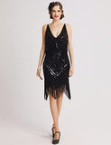 Women's 1920s Flapper Dress V Neck Slip Dress Roaring 20s Great Gatsby Dress for Party