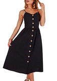 TYQQU Women Sexy Front Button Dress Backless Dress Casual Vocation Dress Sleeveless Printed Beach Party Midi Dress