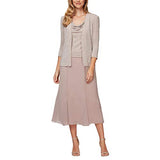 Alex Evenings Women's Tea Length Cowl Neckline Jacket Dress