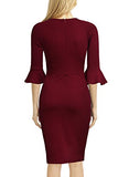 Womens Flounce Bell Sleeve Office Work Casual Pencil Dress | Women's Work Dresses