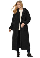 Woman Within Women's Plus Size Long Hooded Berber Fleece Coat