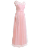 Women's Floral Lace Chiffon Bridesmaid Dress Sleeveless Zipper Wedding Prom Ball Long Gown Dress