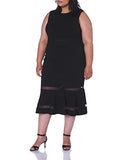 Women's Plus Size Sleeveless Midi Dress with Illusion Insets