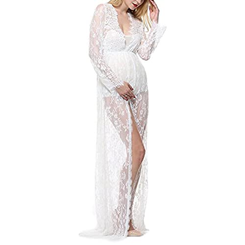 Women Photography Lace Dress White See through Maxi Dress With Long S Original Brand