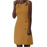 Ladies Summer Sleeveless Casual Solid O-Neck Knee-Length Ladies Dress Bodycon Dress Office Wear for Casual Club Cocktail Evening Gowns Work UK Size 8-26 | Original Brand | Women's Cocktail Dresses