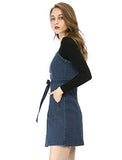 Women's Dungaree Dress Adjustable Strap A-Line Overall Denim Dress