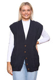 Women's Moss Knitted Waistcoat Pockets Sleeveless Buttons Cardigan Plus Size | Women's Cardigan