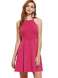 Women's Sweet Scallop Sleeveless Flared Swing Pleated A-line Skater Dress