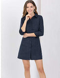 Women's Vintage Mini Long Sleeve Button Front Shirt Dress