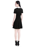 Women's Peter Pan Collar Short Sleeves Above Knee Flare Dress