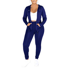 Two Piece Outfits for Womens - Long Sleeve Zipper Hoddies Bodycon High Waist Sweatsuit Tracksuit Clubwear